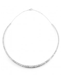 Collier rivière rigide avec 111 diamants. finition chaine avec mousqueton - or 18 carats