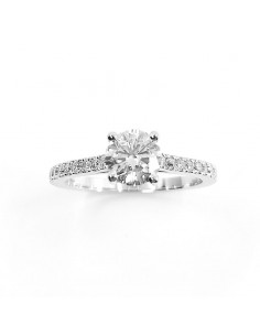 Solitaire accompagné Duchesse2 avec un diamant rond (Brillant) de 0,74 ct - or 18 carats. 2