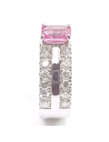 Bague or et diamants Mira SR. Corps ruban large 2 rangées de diamant et saphir rose RPC - or 18 carats