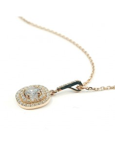 Collier diamants double entourage forme coussin - or 18 carats 2