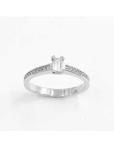 Solitaire or et diamants Victorine. Diamant baguette - or 18 carats 2