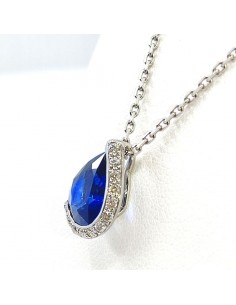 Collier saphir et diamants. Un saphir poire de 1,97 ct - or 18 carats 2
