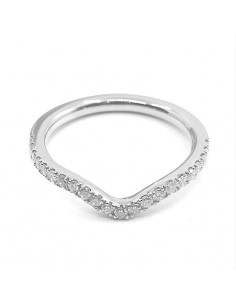 Alliance or et diamants Vague. Demi tour serti de 22 diamants - or 18 carats 2