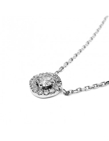 Collier or et diamants entourage de forme coussin avec un diamant de 0,29 ct au centre - or 18 carats