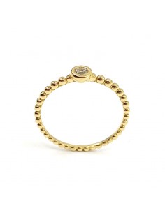 Solitaire avec un diamant serti clos sur corps boulé - or 18 carats