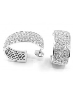 Demi créole larges pavées de diamants - Or 18 carats