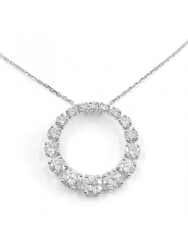 Collier diamants Elisa. Cercle de 16 diamants ronds (Brillant) mobile sur sa chaine maille forçat diamantée - or 18 carats