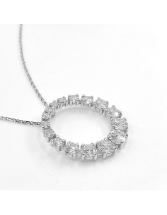 Collier diamants Elisa. Cercle de 16 diamants ronds (Brillant) mobile sur sa chaine maille forçat diamantée - or 18 carats 2