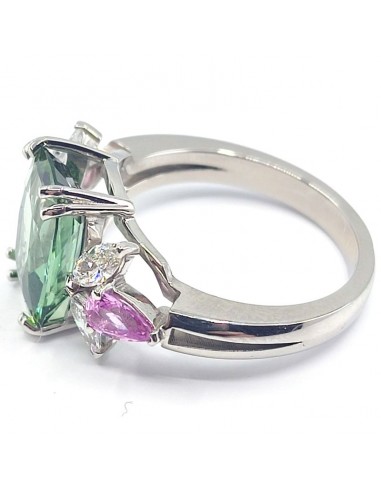 Bague or, diamants, tourmaline verte et saphirs roses Comtesse - or 18 carats