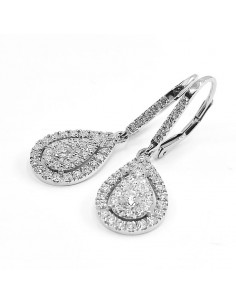 Boucles d'oreilles Illusion Goutte. Pavage de 1,40 ct de diamants - or 18 carats