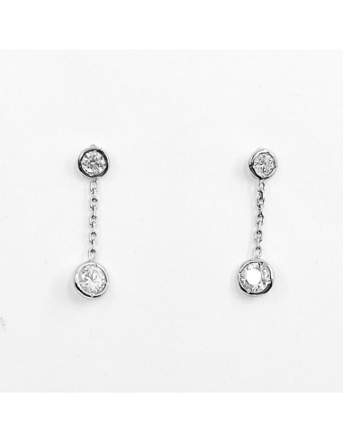 Boucles d'oreilles diamants Alexia. Pampille avec diamants serti clos - or 18 carats
