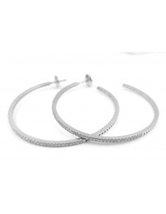 Créoles grand modèle de 49mm de diamètre pavée de 150 diamants - or 18 carats. 2