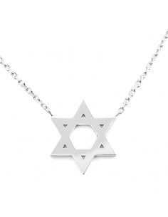 Collier avec pendentif Maguen David tout or - or 18 carats