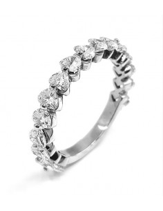 Alliance diamants Coeur. 16 diamants cœur en 3/4 de tour - Or 18 carats