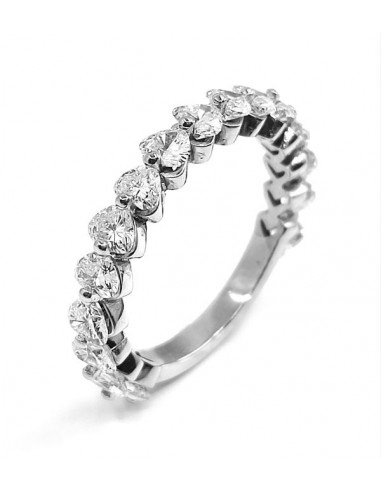 Alliance diamants Coeur. 16 diamants cœur en 3/4 de tour - Or 18 carats