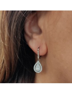 Boucles d'oreilles Illusion Goutte. Pavage de 1,40 ct de diamants - or 18 carats 2