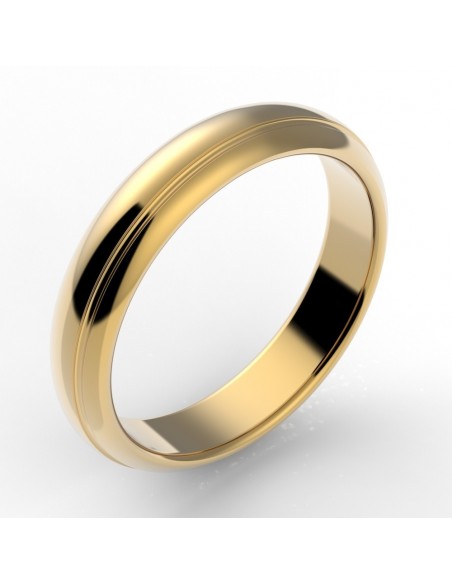 Alliance or homme Thierry rainurée 4,5 mm - or 18 carats