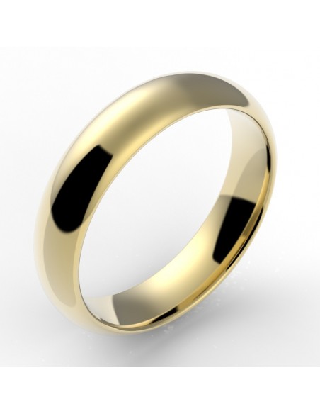 Alliance homme demi jonc 5 mm - or 18 carats