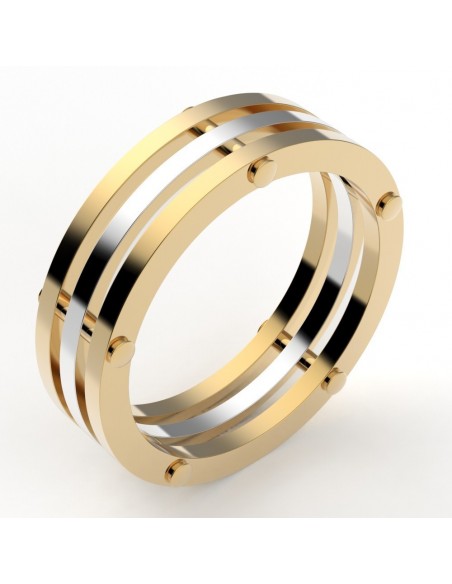 Alliance homme originale rivetée  6,5 mm - or 18 carats (couleur au choix)