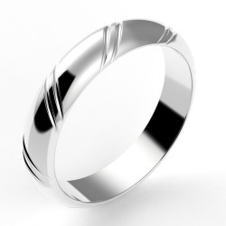 Alliance or Homme Elie, deux liserés en diagonale - or 18 carats - 4,5 mm