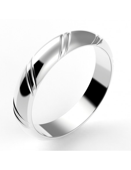 Alliance or Homme Elie, deux liserés en diagonale - or 18 carats - 4,5 mm