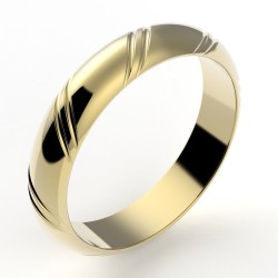 Alliance or Homme Elie, deux liserés en diagonale - or 18 carats - 4,5 mm 2