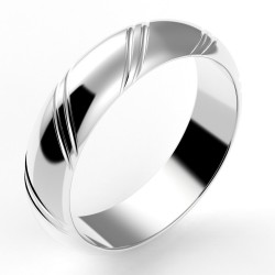 Alliance or Homme Thibault, demi jonc 2 liserés en diagonale - 5,5 mm - or 18 carats