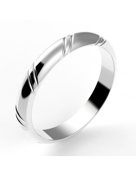 Alliance or Homme Marius, demi jonc 2 liserés en diagonale - 3,5 mm - or 18 carats