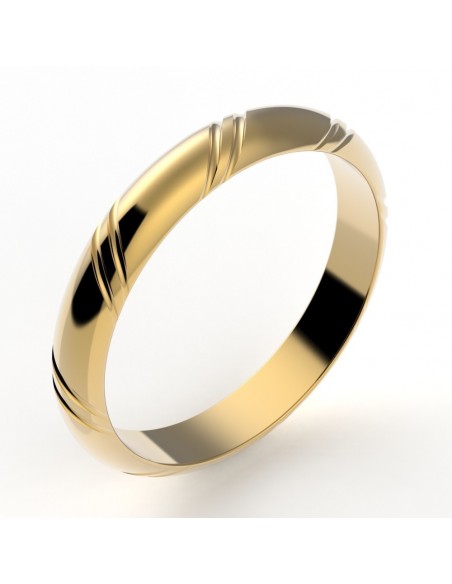 Alliance or Homme Marius, demi jonc 2 liserés en diagonale - 3,5 mm - or 18 carats
