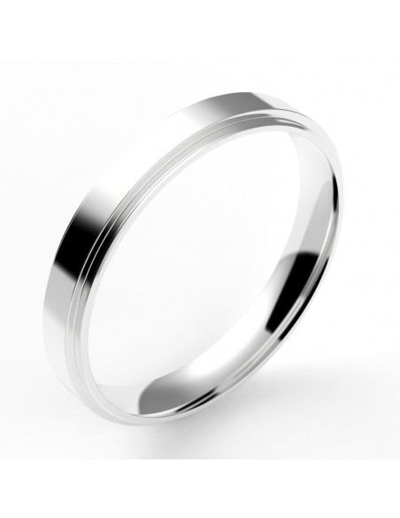 Alliance Or homme Dan, double anneau- or 18 carats - 3,5 mm