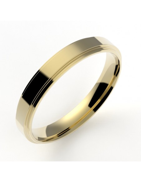 Alliance Or homme Dan, double anneau- or 18 carats - 3,5 mm