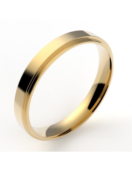 Alliance Or homme Dan, double anneau- or 18 carats - 3,5 mm