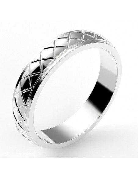 Alliance or Homme Lucas. Croisillons en relief - or 18 carats- 4,5 mm