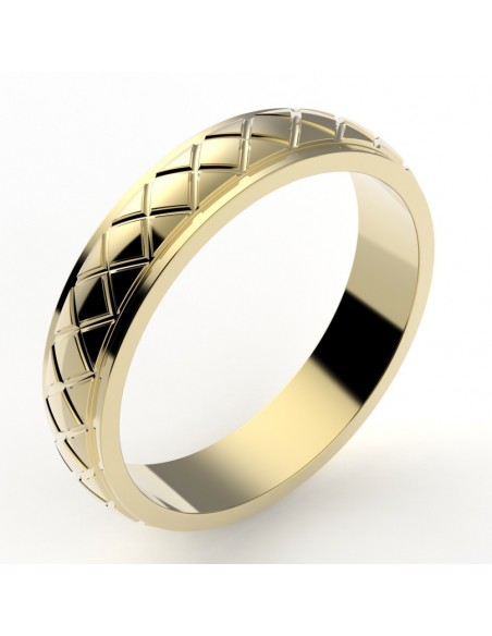 Alliance or Homme Lucas. Croisillons en relief - or 18 carats- 4,5 mm