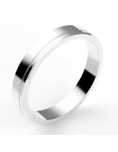 Alliance or Homme Joseph, liseré décalé - or 18 carats - 3,5 mm