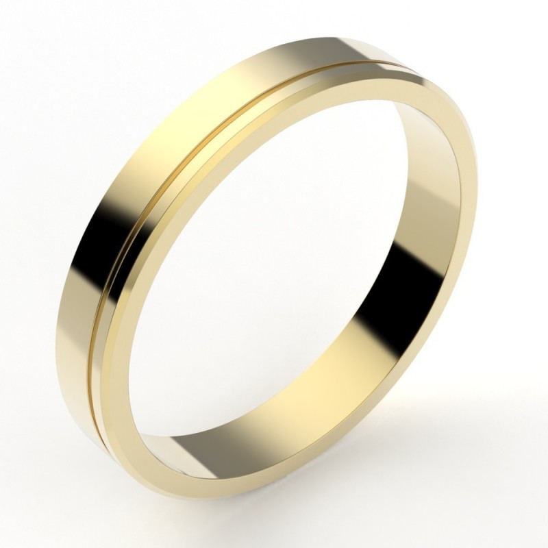 Alliance or Homme Joseph, liseré décalé - or 18 carats - 3,5 mm
