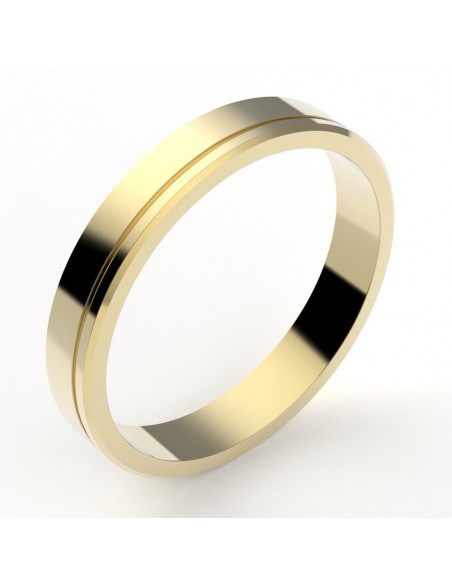 Alliance or Homme Joseph, liseré décalé - or 18 carats - 3,5 mm