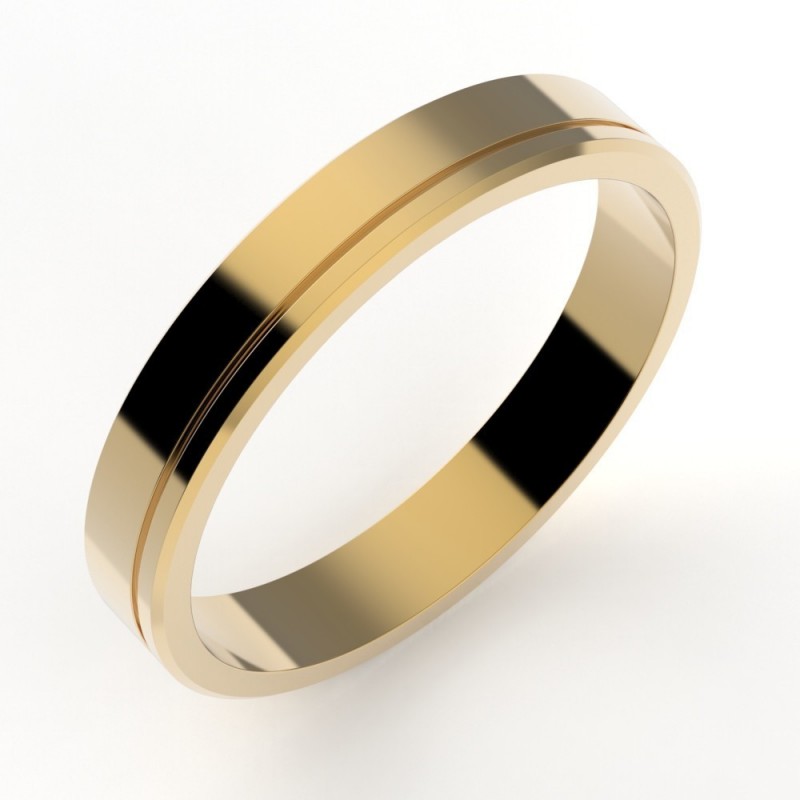 Alliance or Homme Joseph, liseré décalé - or 18 carats - 3,5 mm