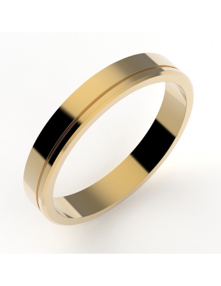 Alliance or Homme Joseph, liseré décalé - or 18 carats - 3,5 mm