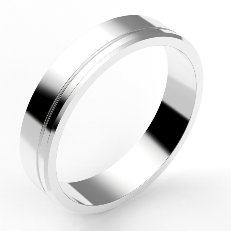 Alliance homme contemporaine 4,5 mm - liseret décalé - or 18 carats Alliance homme contemporaine 4,5 mm - liseret décalé - or 18 carats