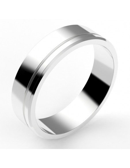 Alliance or Homme Jonas, liseré décalé - or 18 carats - 5,5 mm