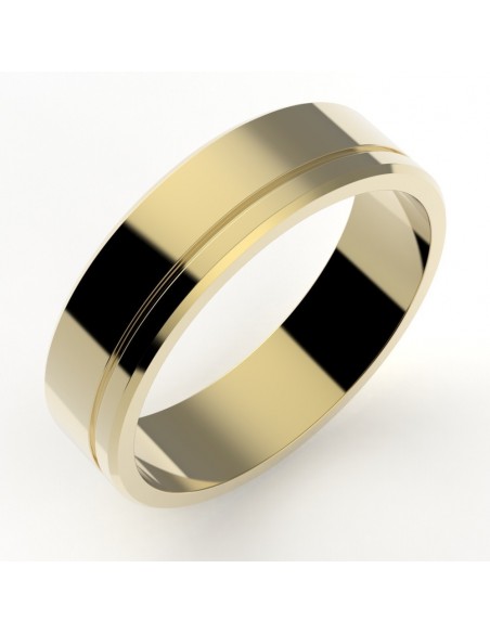 Alliance or Homme Jonas, liseré décalé - or 18 carats - 5,5 mm