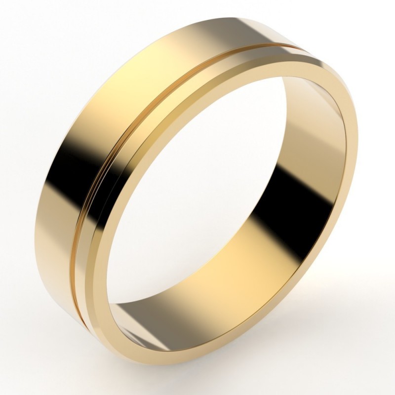 Alliance or Homme Jonas, liseré décalé - or 18 carats - 5,5 mm