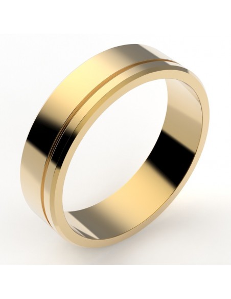 Alliance or Homme Jonas, liseré décalé - or 18 carats - 5,5 mm