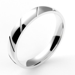 Alliance or Homme Louis, ruban avec un liseré en diagonale - or 18 carats - 3,5 mm