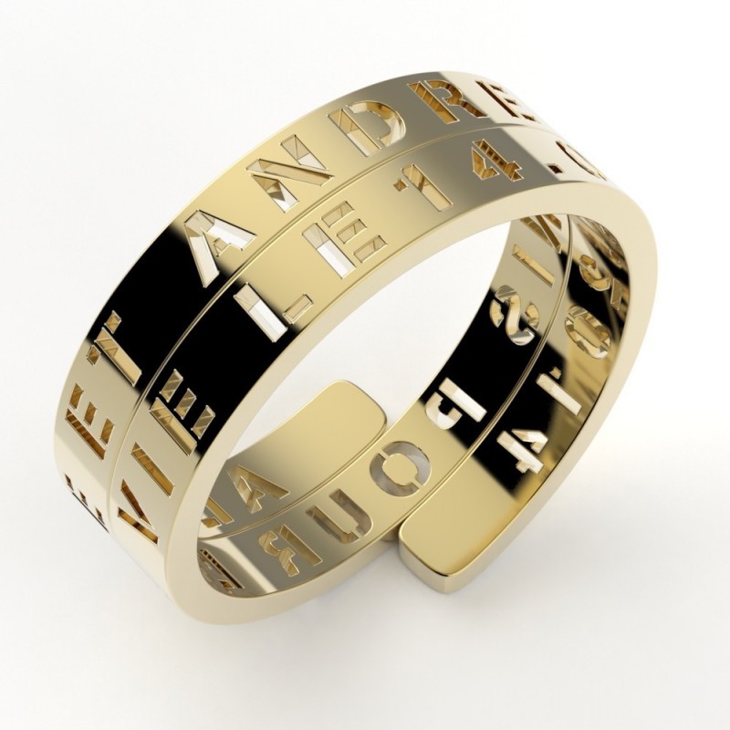 Alliance or Alex, texte enroulé personnalisable - or 18 carats - 9 mm