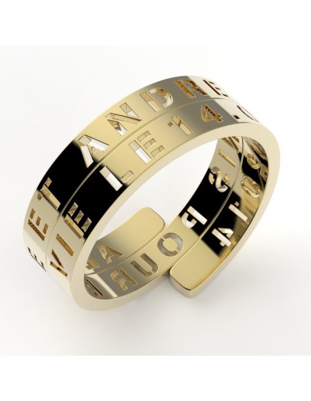 Alliance or Alex, texte enroulé personnalisable - or 18 carats - 9 mm