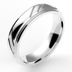 Alliance or Homme Robin, godrons 2 liserés - or 18 carats - 5mm