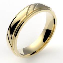 Alliance or Homme Robin, godrons 2 liserés - or 18 carats - 5mm 2