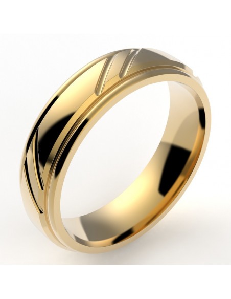 Alliance or homme Kevin. Godron et 2 liserés - or 18 carats - 5,5 mm